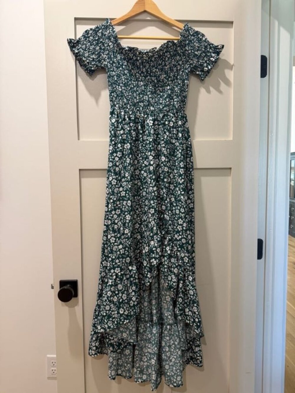 Junior Green Floral High Low Dress Size S